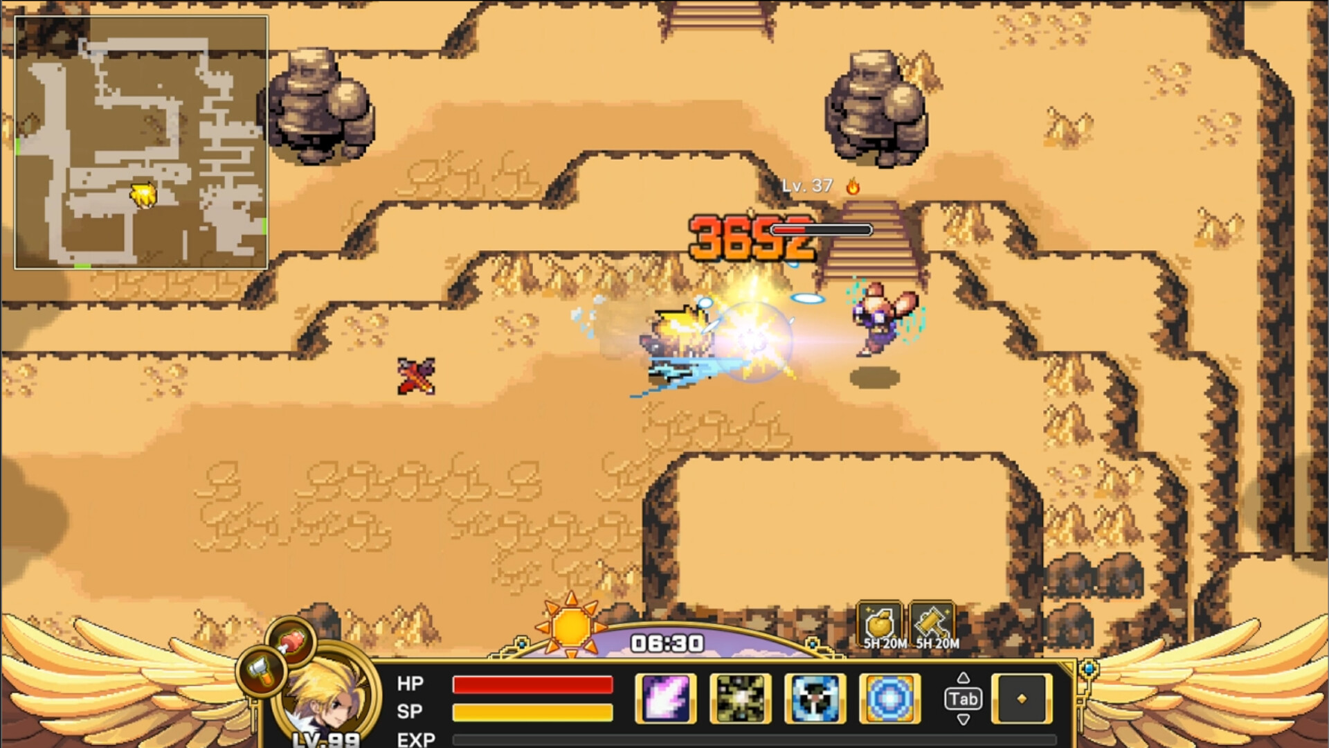 ZENONIA 1 combat interface with skills and equipment shortcuts